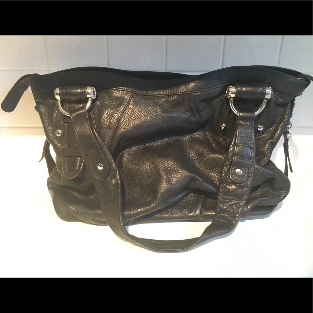 Large  B Makowsky Pebbled Leather Shoulder Bag
